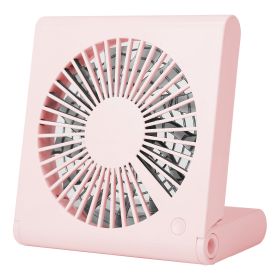 Mini Electric Desk Fan USB Rechargeable Low Noise Fan 3 Speed Adjustment Battery Operated Office Travel Desktop Fan w/120°Rotatable Bracket (Option: Pink)