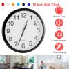 Round Wall Clock Silent Non-Ticking 10-inch Precise Quartz Battery Operated Hanging Clock for Home Office School