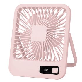 Mini Desktop Cooling Fan Rechargeable Battery Powered Personal Fan Speed Adjustment Strong Airflow Quiet Travel Fan with LCD Display for Home Office T (Option: Pink)