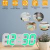 3D LED Digital Wall Clock Sound Control Table Desk Alarm Clock w/ 3 Auto Adjustable Brightness Snooze Date Temperature 12/24Hr Time Display For Office