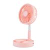 Portable Folding Desk Table Fan Quiet USB Rechargeable Telescopic Standing Floor Fan w/ 4 Speeds Adjustable Height 180° Tilting Angle For Office Home