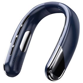 Portable Neck Cooling Fan With Type-C Charging Battery Hands-Free Bladeless Personal Fan 5 Speeds Digital Display Adjustable Neck Width for Man Woman (Option: Blue)