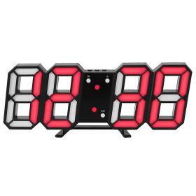 3D LED Digital Wall Clock Sound Control Table Desk Alarm Clock w/ 3 Auto Adjustable Brightness Snooze Date Temperature 12/24Hr Time Display For Office (Option: Black_RedLight)