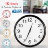 Round Wall Clock Silent Non-Ticking 10-inch Precise Quartz Battery Operated Hanging Clock for Home Office School