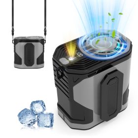 3 In 1 Rechargeable Waist Clip Fan 4000mAh Wearable Personal Fan Hands-Free with Flashlight 10 Speeds 100 Wind Power LCD Display Strap Double As Power (Option: Grey)