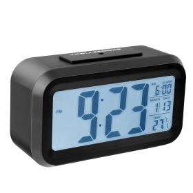 iMounTEK Digital Clock w/ LCD Backlight Alarm Snooze Temperature Calendar Display Light Sensor Eye-Friendly (Option: Black)