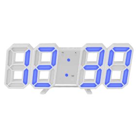 3D LED Digital Wall Clock Sound Control Table Desk Alarm Clock w/ 3 Auto Adjustable Brightness Snooze Date Temperature 12/24Hr Time Display For Office (Option: White_BlueLight)