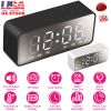 Mirror Digital Alarm Clock LED V5.0 Wireless Speaker Clock with FM Radio Temperature Display MMC Card Slot