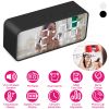 Mirror Digital Alarm Clock LED V5.0 Wireless Speaker Clock with FM Radio Temperature Display MMC Card Slot