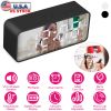 Mirror Digital Alarm Clock LED V5.0 Wireless Speaker Clock with FM Radio Temperature Display MMC Card Slot