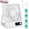 Mini Desktop Cooling Fan Rechargeable Battery Powered Personal Fan Speed Adjustment Strong Airflow Quiet Travel Fan with LCD Display for Home Office T