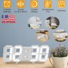 3D LED Digital Wall Clock Sound Control Table Desk Alarm Clock w/ 3 Auto Adjustable Brightness Snooze Date Temperature 12/24Hr Time Display For Office