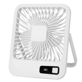 Mini Desktop Cooling Fan Rechargeable Battery Powered Personal Fan Speed Adjustment Strong Airflow Quiet Travel Fan with LCD Display for Home Office T (Option: White)