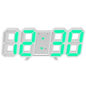 3D LED Digital Wall Clock Sound Control Table Desk Alarm Clock w/ 3 Auto Adjustable Brightness Snooze Date Temperature 12/24Hr Time Display For Office (Option: White_GreenLight)