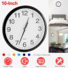 Round Wall Clock Silent Non-Ticking 10-inch Precise Quartz Battery Operated Hanging Clock for Home Office School