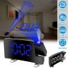 Projection Alarm Clock with Radio Function 7.7In Curved-Screen LED Digital Alarm Clock w/ Dual Alarms 4 Dimmer 12/24 Hour USB Charging Port 180° Rotat