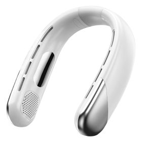 Portable Neck Cooling Fan With Type-C Charging Battery Hands-Free Bladeless Personal Fan 5 Speeds Digital Display Adjustable Neck Width for Man Woman (Option: White)