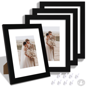 8x10 Picture Frames Set of 4, Display Pictures 5x7 with Mat or 8x10 without Mat, Photo Frames for Wall or Tabletop Display (Color: 8X10-HS-4PC)