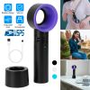 Portable Handheld Bladeless Fan Rechargeable Cooling USB Fan Desktop Use Fan w/ 3 Gears LED Indicator Cooling Fan