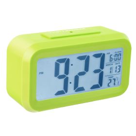 iMounTEK Digital Clock w/ LCD Backlight Alarm Snooze Temperature Calendar Display Light Sensor Eye-Friendly (Option: Green)