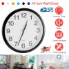 Round Wall Clock Silent Non-Ticking 10-inch Precise Quartz Battery Operated Hanging Clock for Home Office School