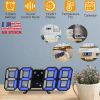 3D LED Digital Wall Clock Sound Control Table Desk Alarm Clock w/ 3 Auto Adjustable Brightness Snooze Date Temperature 12/24Hr Time Display For Office