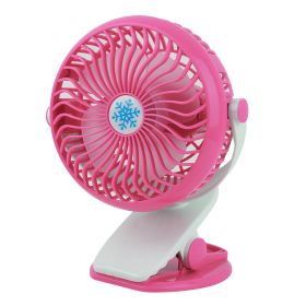 Clip Fan Rechargeable Battery USB Rotation Fan Speed Adjustable Low Noise For Home Office Desk (Option: Pink)
