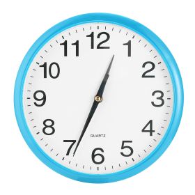 Round Wall Clock Silent Non-Ticking 10-inch Precise Quartz Battery Operated Hanging Clock for Home Office School (Option: BLU)