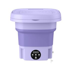 Portable Washing Machine Foldable Laundry Machine with Detachable Drain Basket 3 Modes Electric Clothes Washer for Underwear Socks Towels Baby Clothes (Option: Purple)