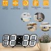3D LED Digital Wall Clock Sound Control Table Desk Alarm Clock w/ 3 Auto Adjustable Brightness Snooze Date Temperature 12/24Hr Time Display For Office
