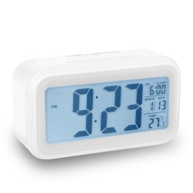 iMounTEK Digital Clock w/ LCD Backlight Alarm Snooze Temperature Calendar Display Light Sensor Eye-Friendly (Option: White)